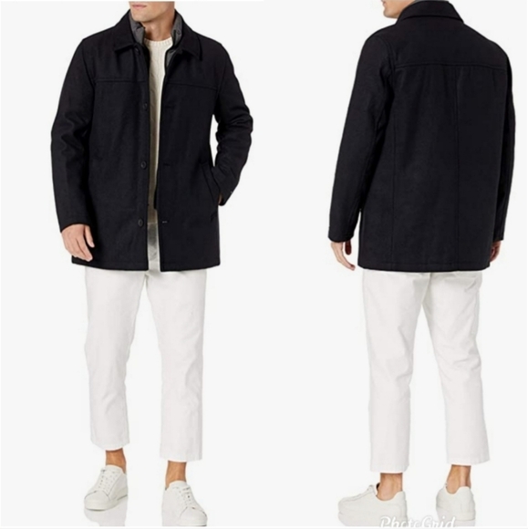 NWT Tommy Hilfiger Gray Melton Car Coat with attached Vest Size XL $275 - Picture 1 of 16